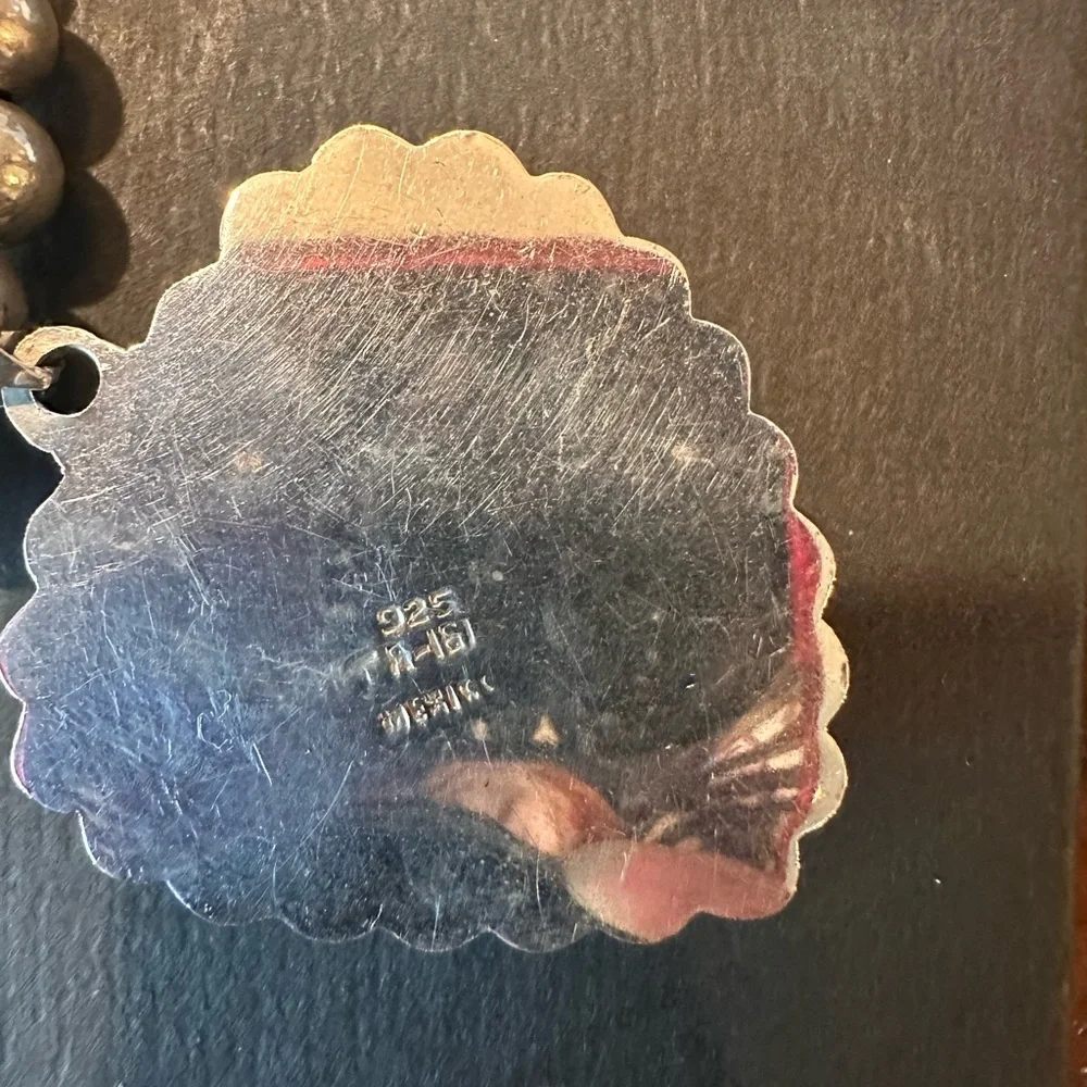 Sterling Silver Beaded Necklace with Black Heart Pendant - Picture 4 of 6